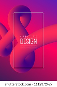Abstract 3D mixing of colors and lines in a beautiful combination. Modern vector template for design of posters and much more.