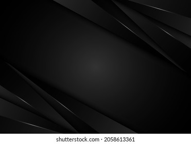 Resumen 3D moderna capa de rayas negras con luz sobre fondo oscuro. Ilustración del vector
