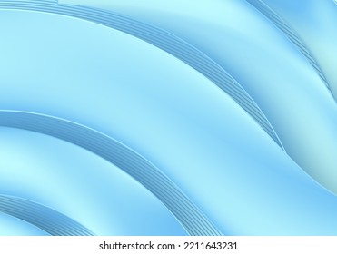 Abstract 3D modern blue liquid wave bold lines pattern background paper cut style. Vector illustartion