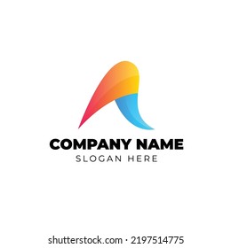 A Abstract 3d modern letter logo design template