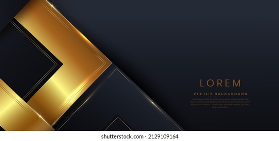 Abstract 3d modern luxury template dark and gold arrow background with golden glitter line light sparkle. Vector illustration