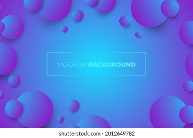 Abstract 3d modern spheres background. blue round circle. trendy banner with glossy balls