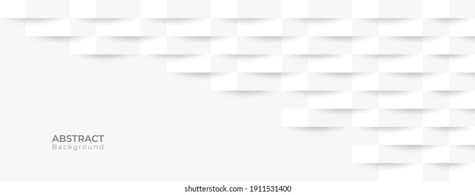 Abstract 3d modern square banner background. White and grey geometric pattern texture. vector art illustration 