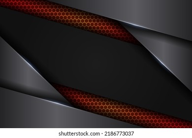 Abstract 3D Modern Technology Glow Orange on Grey Metallic Background