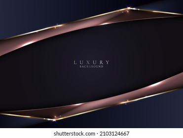Abstrakte 3D-moderne Vorlage luxuriöse blau-und Kupferstreifen mit goldenen Linien und Licht-Funkeln Dekoration auf dunklem Hintergrund. Vektorgrafik-Illustration