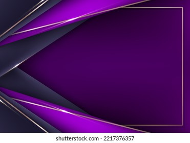Resumen planilla moderna 3D de estilo lujoso rayas púrpura con líneas doradas y luces brillantes decoración diseño de fondo elegante. Ilustración gráfica del vector