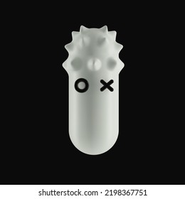 Abstract 3d monster with white spikes. Vector character for Halloween in a trendy doodle style