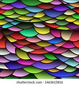 Abstract 3D mosaic vector background. Colorful tear-off sheets. Hypnotic stylized snake skin pattern.