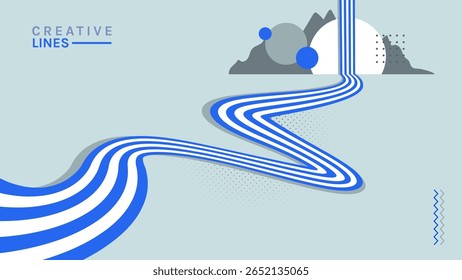 Fundo vetorial abstrato das linhas de movimento 3D com listras curvas, fluxo criativo e design inspirado na tecnologia