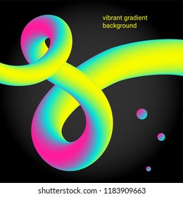 Abstract 3d multicolored shape. Artistic plastic colorful curve. Vibrant gradient curved stream. Liquid blended fluid path. Creativity concept. Visual communication poster design. Vector illustration.