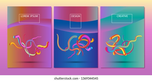 Abstract 3d multicolored shape, Modern abstract background colorful and covers set, Cool gradient shapes composition geometric background use for presentation book cover, flyer, brochure, poster.