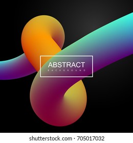 Abstract 3d multicolored shape. Vector artistic illustration. Vibrant gradient curved stream. Liquid blended fluid color path. Creativity concept. Visual communication poster design