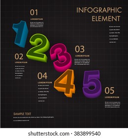 Abstract 3D Number of  infographic element.