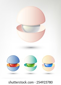 Abstract 3D Object Similar To a Pearl In a Shell. Vector Image Could Be Used As a Logo