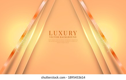 Abstract 3D orange luxury background with metallic lines style. Overlap layers on bright space with glitter dots decoration. Modern graphic template elements for banner, flyer, cover, or landing page