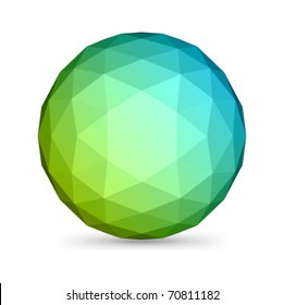 Abstract 3d origami polygonal sphere vector design element