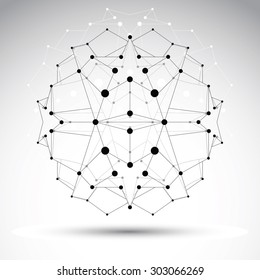 Abstract 3D origami polygonal wireframe object, vector geometric design element, clear eps8.