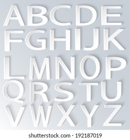 Abstract 3D paper alphabet set, vector