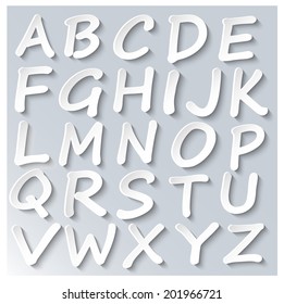 Abstract 3D paper alphabet set, vector