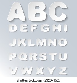 Abstract 3D paper alphabet set, vector