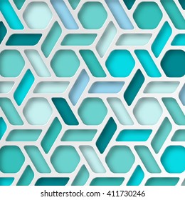Abstract 3D Paper blue background. Vector