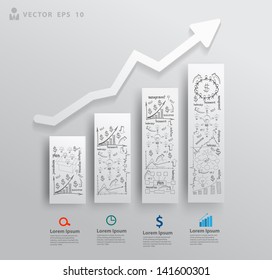 Abstract 3D paper charts and graphs, With drawing business success strategy plan concept idea, Vector illustration modern template design for workflow layout, diagram, number options, step up options