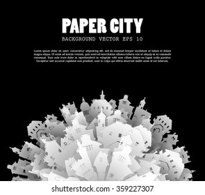 Abstract 3D Paper City background, vector illustration