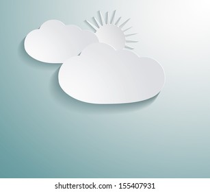 Abstract 3D paper cloud with sun