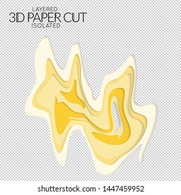 Abstract 3D paper cut art shape. Vector  paper cut layers create topography map concept or smooth origami paper carving craft. Wavy layered material design paper art isolated design element.