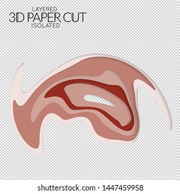 Abstract 3D paper cut art shape. Vector  paper cut layers create topography map concept or smooth origami paper carving craft. Wavy layered material design paper art isolated design element.