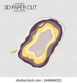 Abstract 3D paper cut art shape. Vector  paper cut layers create topography map concept or smooth origami paper carving craft. Wavy layered material design paper art isolated design element.