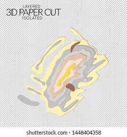 Abstract 3D paper cut art shape. Vector  paper cut layers create topography map concept or smooth origami paper carving craft. Wavy layered material design paper art isolated design element.