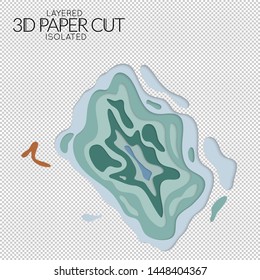 Abstract 3D paper cut art shape. Vector  paper cut layers create topography map concept or smooth origami paper carving craft. Wavy layered material design paper art isolated design element.