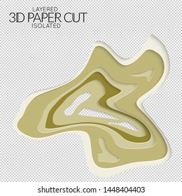 Abstract 3D paper cut art shape. Vector  paper cut layers create topography map concept or smooth origami paper carving craft. Wavy layered material design paper art isolated design element.
