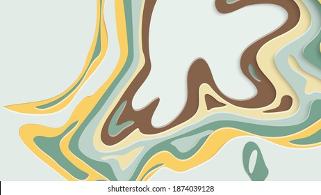 Abstract 3D paper cut art. Colorful background  with wavy layered paper craft. Artistic vector cut out shapes with realistic shadow. Bright carving texture. Topography relief imitation.