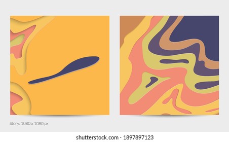 Abstract 3D paper cut art. Colorful background  with wavy layered paper craft. Artistic vector cut out shapes with realistic shadow. Bright carving texture. Topography relief imitation.