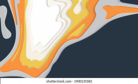 Abstract 3D paper cut art. Colorful background  with wavy layered paper craft. Artistic vector cut out shapes with realistic shadow. Bright carving texture. Topography relief imitation.
