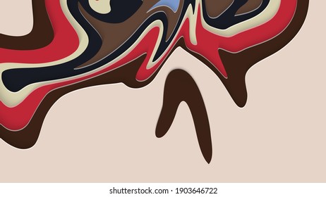 Abstract 3D paper cut art. Colorful background  with wavy layered paper craft. Artistic vector cut out shapes with realistic shadow. Bright carving texture. Topography relief imitation.
