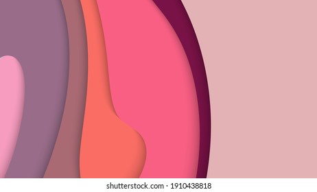 Resumen arte de corte de papel 3D. Fondo colorido con artesanía de papel de capas onduladas. Los vectores artísticos cortan formas con sombra realista. Textura de tallado brillante. Imitación de alivio topográfico.