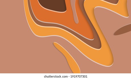 Abstract 3D paper cut art. Colorful background  with wavy layered paper craft. Artistic vector cut out shapes with realistic shadow. Bright carving texture. Topography relief imitation.