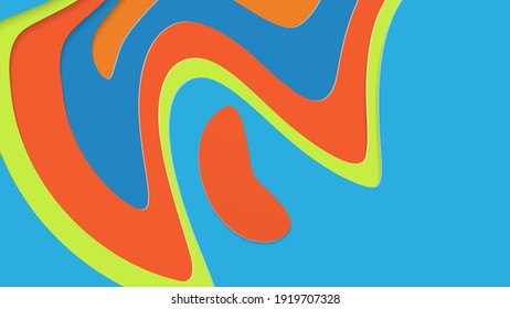 Abstract 3D paper cut art. Colorful background  with wavy layered paper craft. Artistic vector cut out shapes with realistic shadow. Bright carving texture. Topography relief imitation.