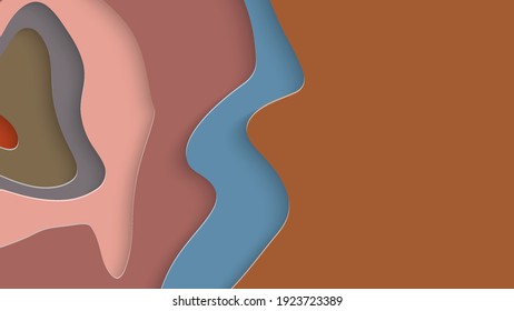 Abstract 3D paper cut art. Colorful background  with wavy layered paper craft. Artistic vector cut out shapes with realistic shadow. Bright carving texture. Topography relief imitation.