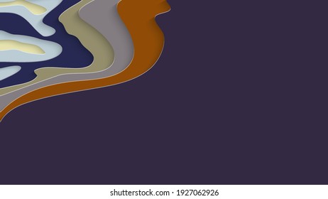 Abstract 3D paper cut art. Colorful background  with wavy layered paper craft. Artistic vector cut out shapes with realistic shadow. Bright carving texture. Topography relief imitation.