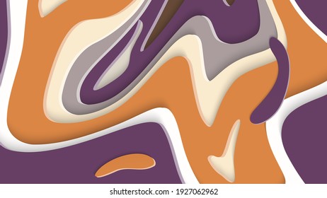 Abstract 3D paper cut art. Colorful background  with wavy layered paper craft. Artistic vector cut out shapes with realistic shadow. Bright carving texture. Topography relief imitation.