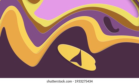 Resumen arte de corte de papel 3D. Fondo colorido con artesanía de papel de capas onduladas. Los vectores artísticos cortan formas con sombra realista. Textura de tallado brillante. Imitación de alivio topográfico.