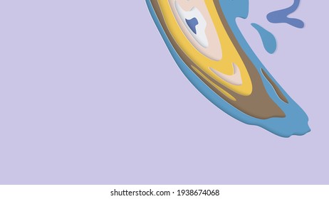 Abstract 3D paper cut art. Colorful background  with wavy layered paper craft. Artistic vector cut out shapes with realistic shadow. Bright carving texture. Topography relief imitation.