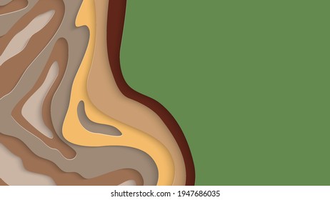 Abstract 3D paper cut art. Colorful background  with wavy layered paper craft. Artistic vector cut out shapes with realistic shadow. Bright carving texture. Topography relief imitation.