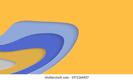 Abstract 3D paper cut art. Colorful background  with wavy layered paper craft. Artistic vector cut out shapes with realistic shadow. Bright carving texture. Topography relief imitation.