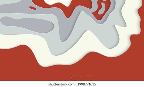 Resumen arte de corte de papel 3D. Fondo colorido con artesanía de papel de capas onduladas. Los vectores artísticos cortan formas con sombra realista. Textura de tallado brillante. Imitación de alivio topográfico.