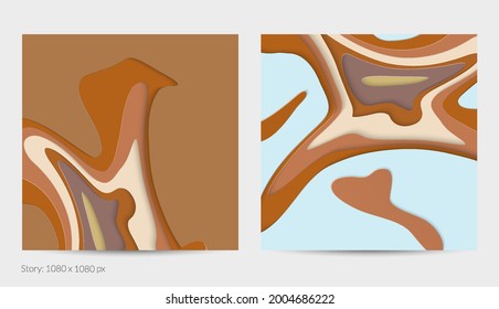 Resumen arte de corte de papel 3D. Fondo colorido con artesanía de papel de capas onduladas. Los vectores artísticos cortan formas con sombra realista. Textura de tallado brillante. Imitación de alivio topográfico.